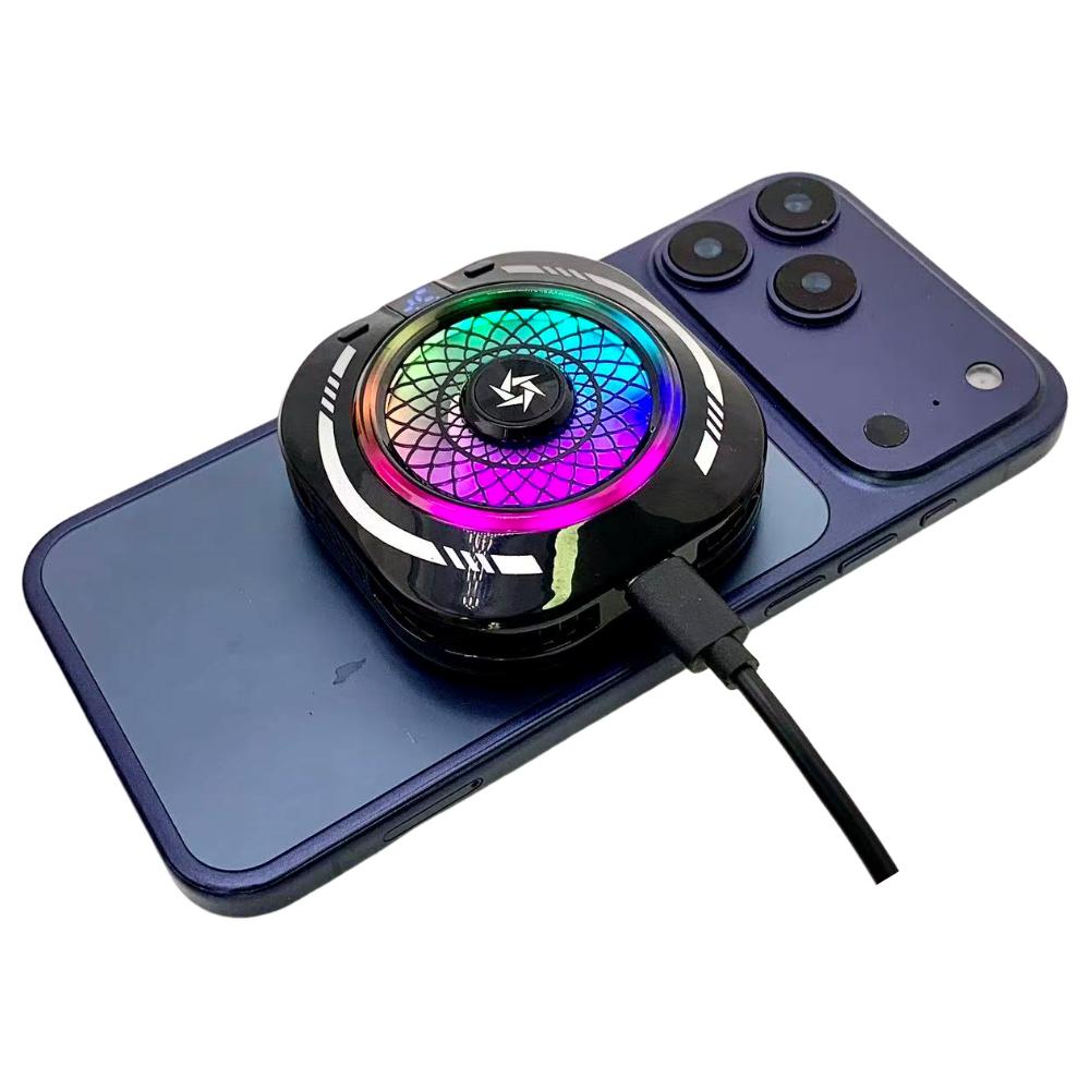 SL79 Semiconductor Phone Cooler 15W Powerful Cooling Large Area Thinner Temp Control RGB Flowing Lights Back Clip Magnetic