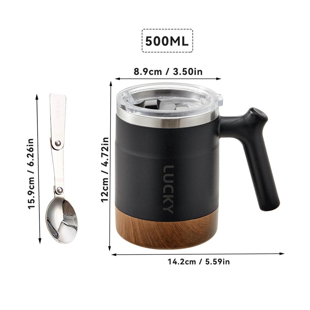 304 Stainless Steel Double Wall Insulated Water Cup Leak-proof Milk Coffee Mug With Spoon Reusable Tumbler Drinkware
