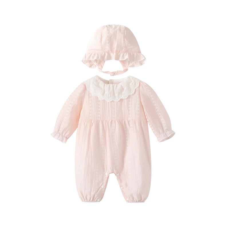 Newborn Baby Girl Romper Thin Cotton Bodysuit Short Sleeve Princess Collar Onesie