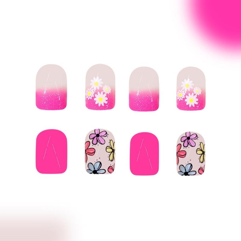 Press on Nail French Tip Square Nail Tips Fake Nail with Designs Artificial Acrylic Nail Full Cover Acrylic False Nail