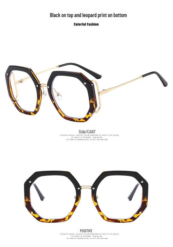 2022 Polygon Eyeglass Frame: Anti-Blue Light, Hollowed Sides, Trendy European & American Design