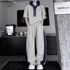 INCERUN Two Pieces Men Short Sleeve Splicing Hooded T-shirts Long Pants Sets