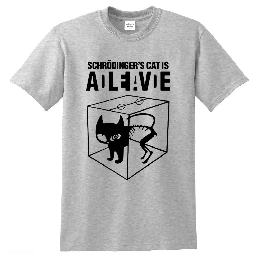 Men's T-shirt Top Quality Cotton Schrodinger's Cat Print Men T Shirt Crew Neck Casual The Big Bang Theory Mens Tshirt Geometric