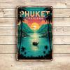Vintage Metal Sign Phuket Thailand Aluminum Vinyl Poster Wall Art Cafe Home Decor Stainless