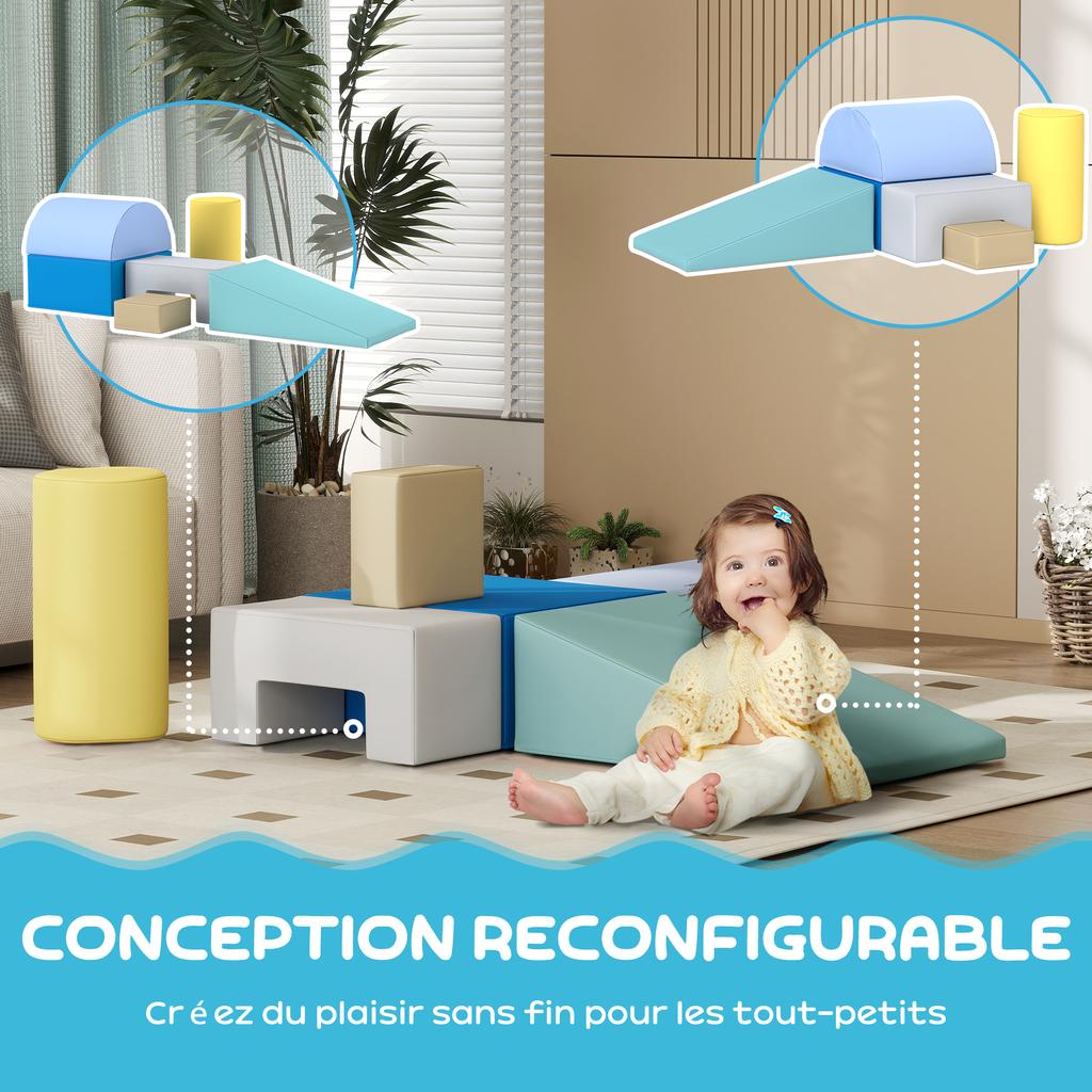 6 XXL Foam Building Blocks - Educational Game - Motor Skills Module - Certified EN71-1-2-3 Standards - 20D PU Foam