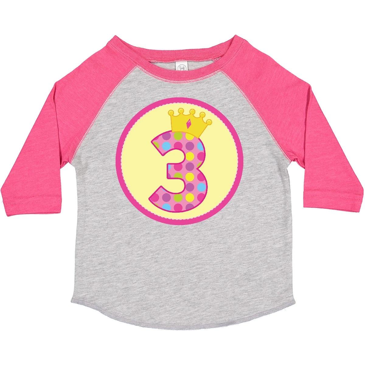 

Inktastic Princess 3rd Birthday Toddler kids boys T-Shirt Three Number 3 Polka Dot Year 100