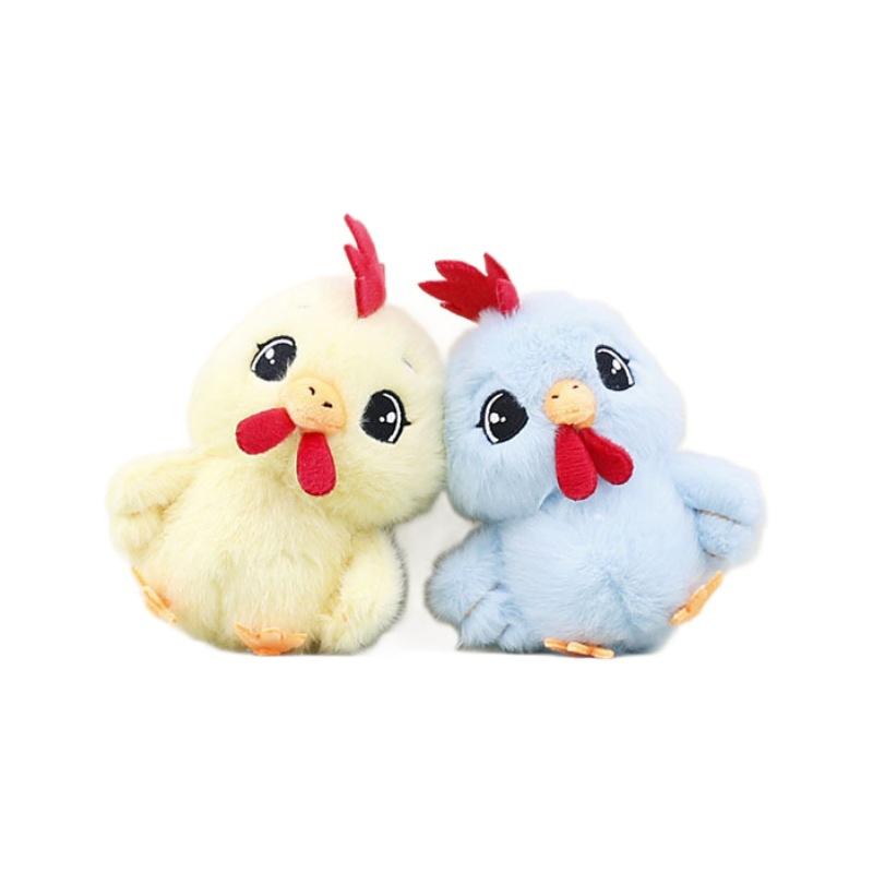 White Charming Blue Yellow Pink Plush Chicken Keychain Soft Toy For Collectors