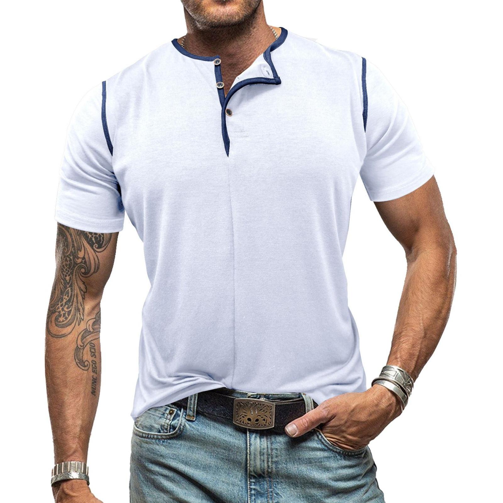 

Men s Patchwork Short-Sleeve T-Shirt Neck Top M білий