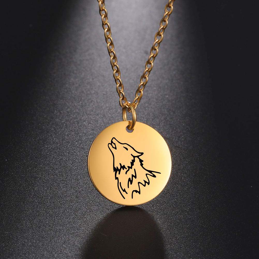 My Shape Wolf Necklace for Women Girls Animal Moon Silver Color Stainless Steel Necklaces Choker Link Chain Fashion Jewelry Gift