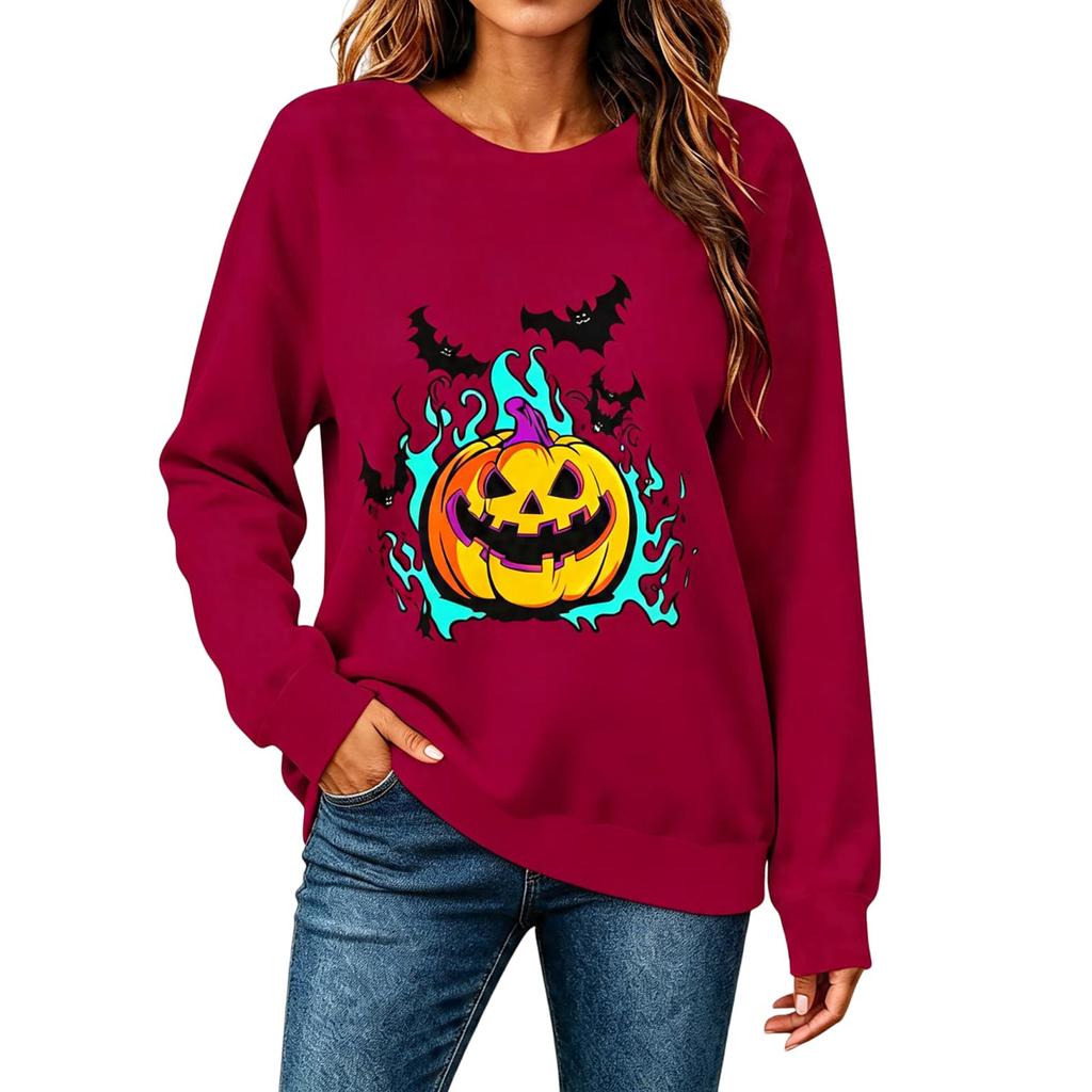 Women's Fashionable and Casual Halloween Print Pullover Hoodie