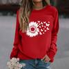 Women's Fashion Casual Long Sleeve Solid Color Printed Round Neck Top Sweatshirt