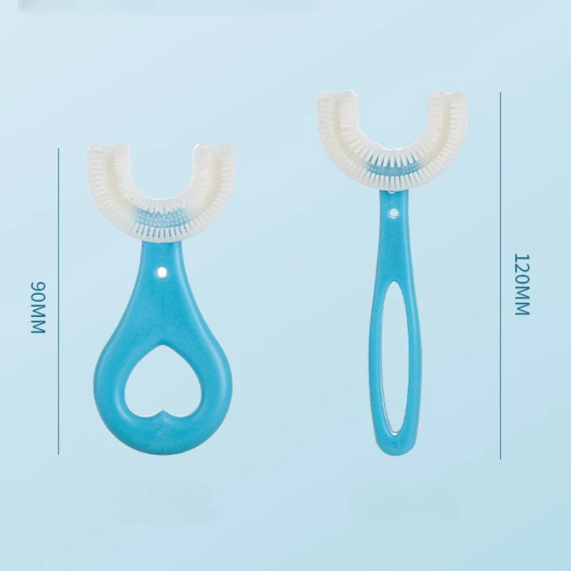 360 Degree Baby Toothbrush U-shaped Children Cleaning Teeth Brushes Silicone Kids Toothpaste Toothbrush Cup Teethers Oral Care