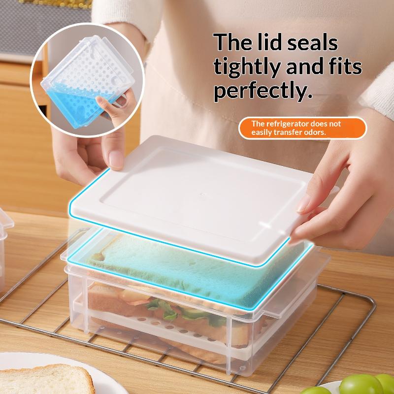 1Pcs Sed Bread Storage Box Toast Refrigerator Freezer French Preservation Container Food Storage Covered Partition Box