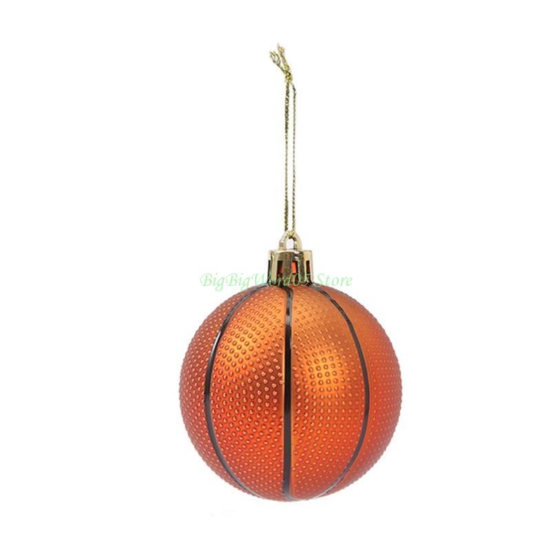 24TE 6 Pcs 6cm Christmas Sports Ball Ornaments Xmas Tree Decorations Hanging Pendants