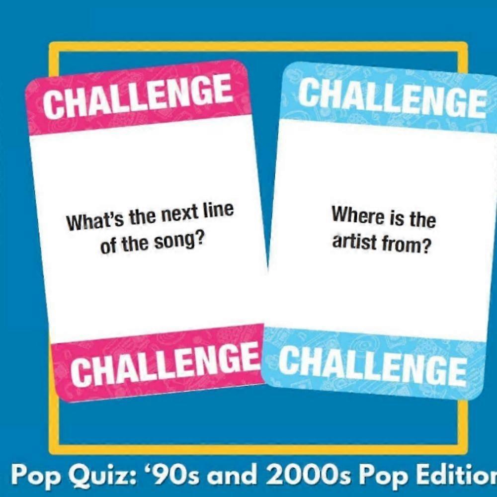 Juego de preguntas y respuestas sobre la música pop de los 90 y 2000 con letras correctas: juego de cartas para completar las letras, ideal para fiestas de adultos o reuniones familiares.