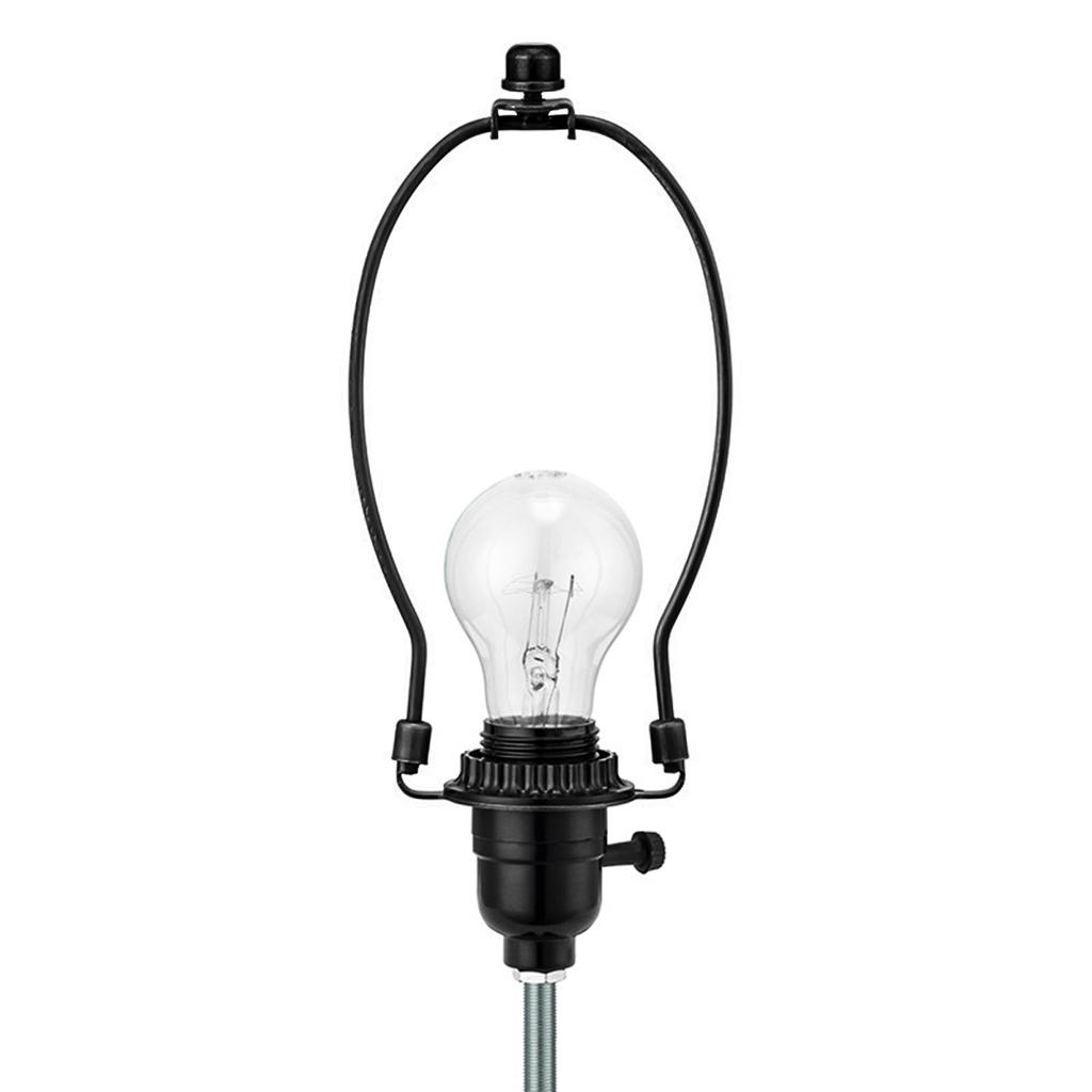 Black Lampshade Harp Holder Bracket with Finial Cap, Anti-Rust Lamp Parts for Table and Floor Lamp