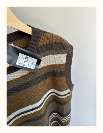 8517 Winter Korean Style Plus Size Casual Embroidered Knit Striped Vest