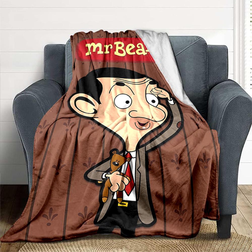 1pc Mr Bean Blanket Versatile for Couch, Office Bed