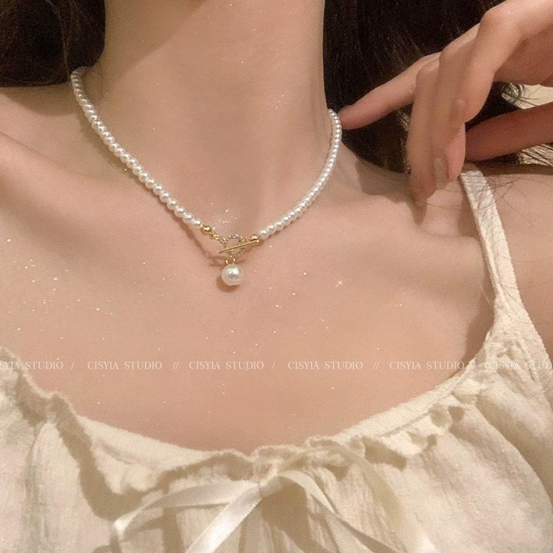 Simple temperament versatile pearl peach heart pendant various styles women's necklace collarbone chain live stream supply