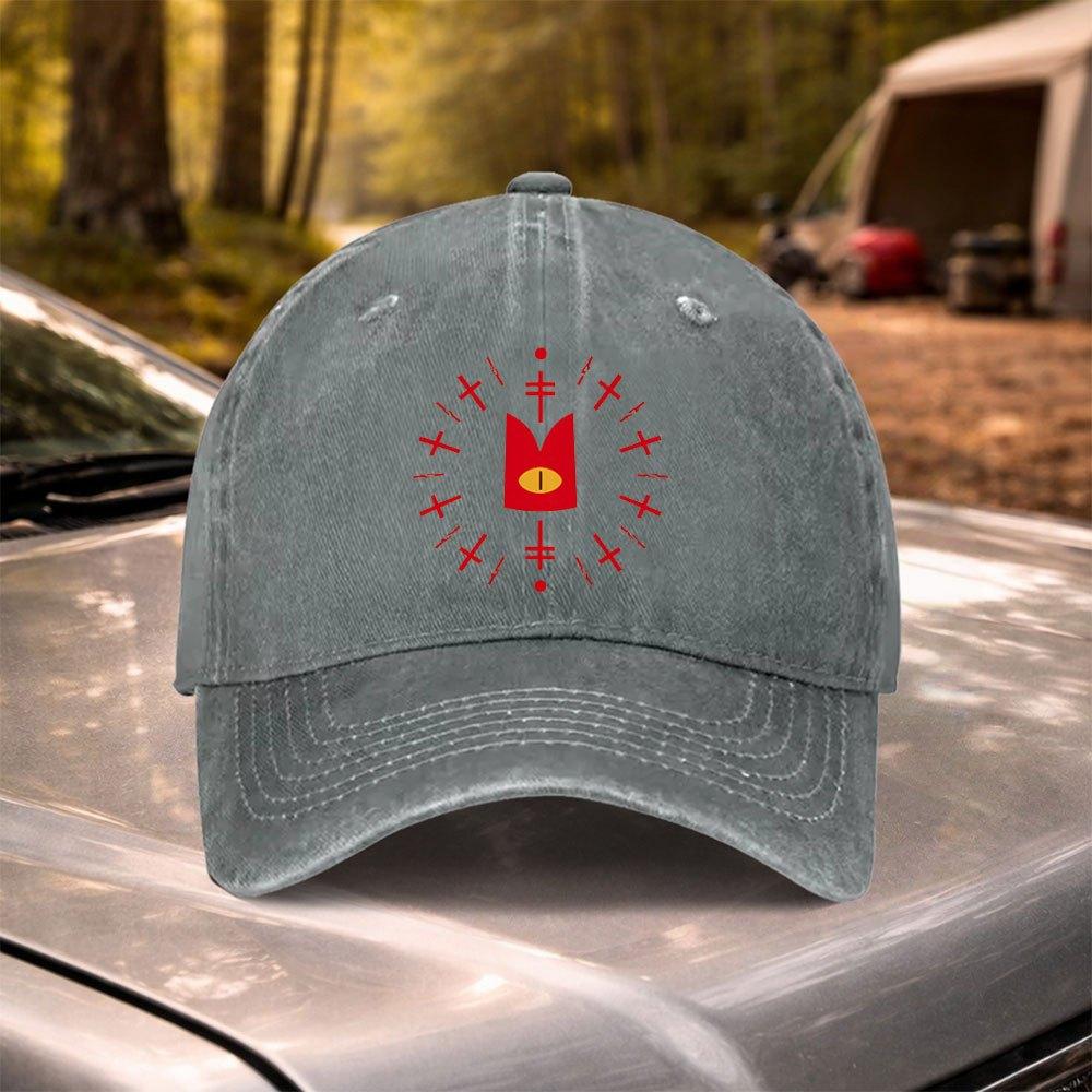 Cult Lamb Game Retro Washed Baseball Cap Adjustable Unisex Hat for Festivals Weddings Cycling Camping Travel