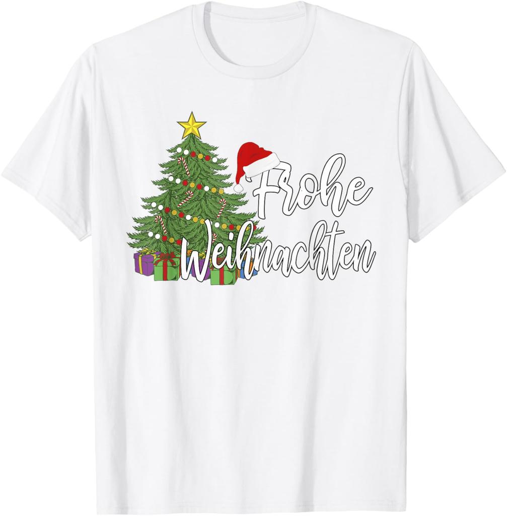 German Matching Present Merry Christmas Frohe Weihnachten T-Shirt Unisex Summer Streetwear Tops Camiseta Hombre