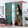2D FLAT PRINTING 2pcs Curtains (Without Rod) Mermaid with Goldfish Modern Curtains Roller Blinds Prints Light Filtering Curtains