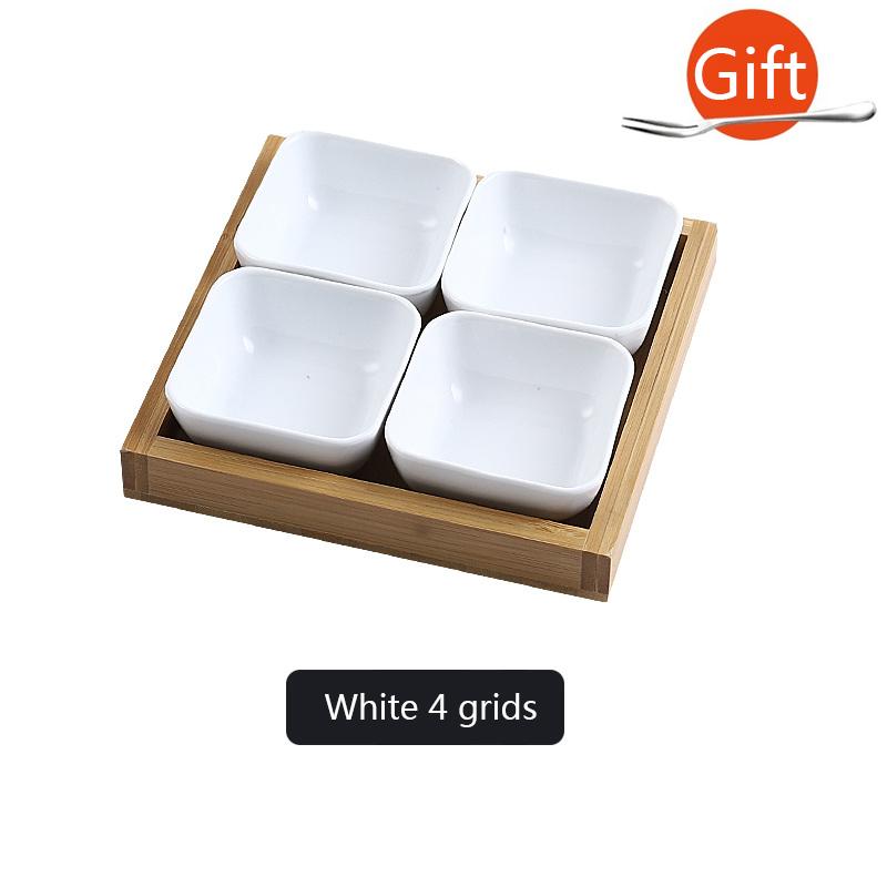 Set de farfurii pentru gustări cu fructe cu grilă ceramică creativă pentru alimente japoneze INS tacâmuri cu tavă Vase de servire casnic cu fructe tavă pentru gustări