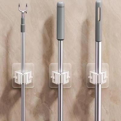 1/2/4 Modern Wall Mounted Mop and Broom Rack - No Drilling Required, Durable Plastic Storage Hooks