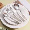 Set di 4 Posate in Ceramica con Manico a Perla Coltello Forchetta Cucchiaio Cucchiaio da Zuppa Creativo Carino Set Posate per Cibo Occidentale Coltello da Bistecca Set Cucchiaio e Forchetta
