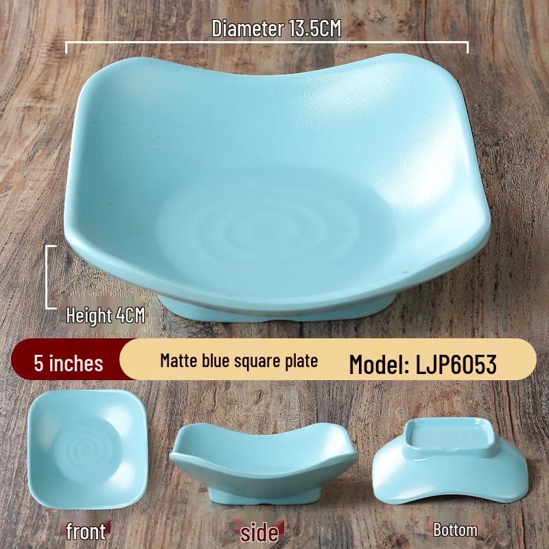 Nordic Style Melamine Square Snack Plates (Set of 5)