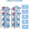 Support robuste à 4 niveaux pour bonbonnes d'eau | Organisateur de rangement en métal argenté pour gallons/bouteilles | Conception polyvalente peu encombrante