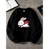 Kids Unisex Crewneck Sweatshirt, Cute Flying Super Bunny Red Cape Cartoon Print Long Sleeve Pullover, Soft Sweatshirt for Boys Girls Over 4 Years Old