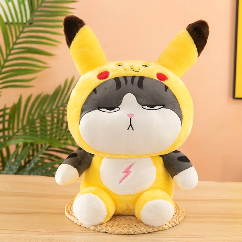 Adorable Plush Cat Toy Creative Transformation Design Soft Fluffy Stuffed Animal Gift