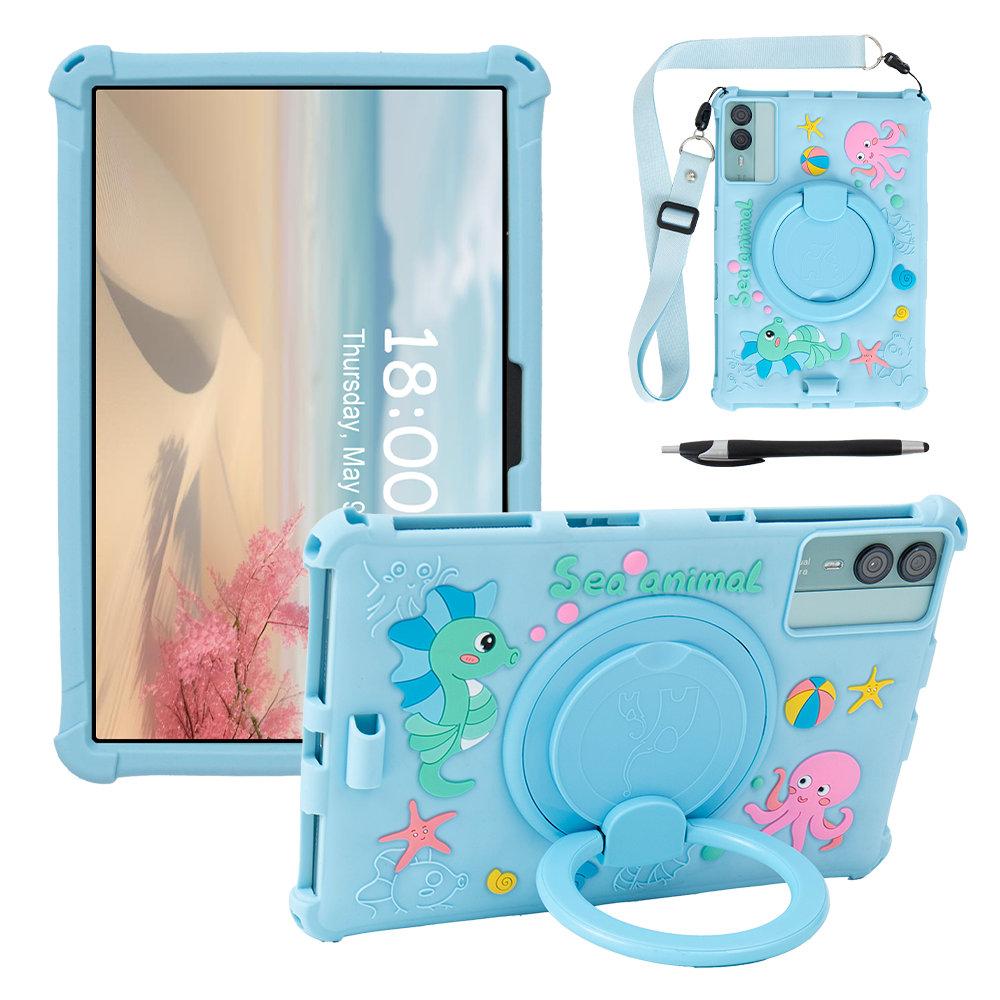 360 Drehbar Cartoon Weiche Silikonhülle Für Doogee T30 Pro T30SE 11'' Kinder Tablet Ständerhülle Mit Stiftschlaufe