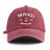 1pc MONACO Print Washed Baseball Cap for AdultsMinimalist Retro Style Casual Soft Adjustable Dad HatPerfect As Gift
