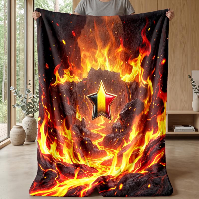 Belgium Football Printed Flannel Blanket Skin Friendly Warm Decorative Throw for Indoor Couch Bed Daily Use