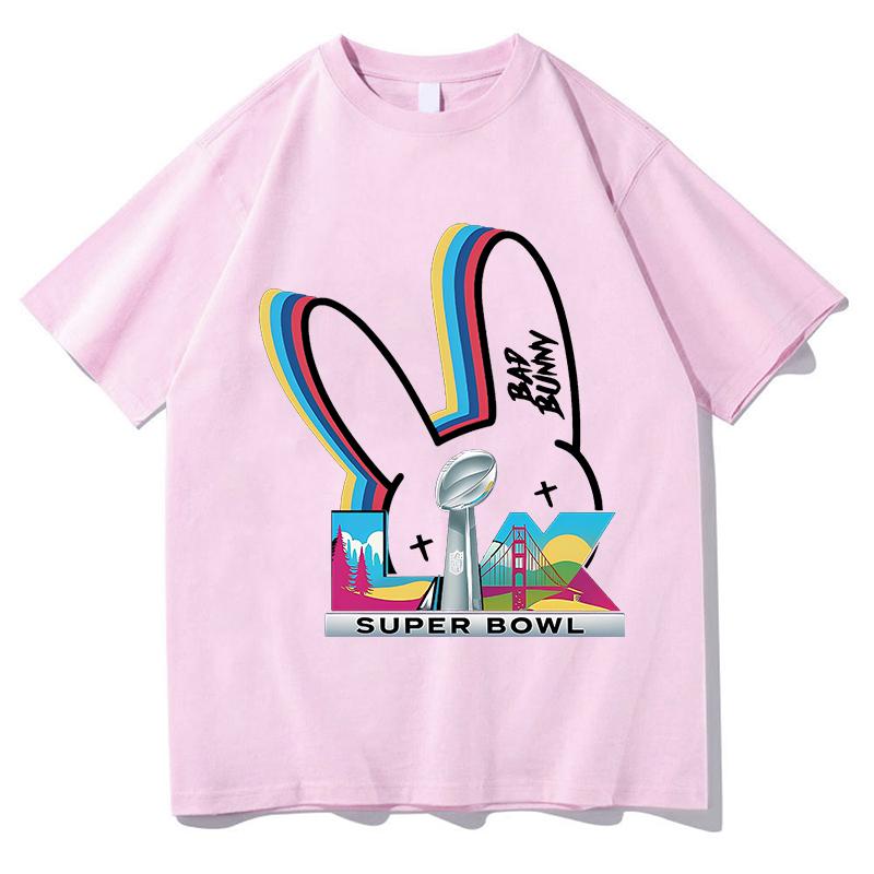 Bad Bunny Super Bowl Tshirts Short Sleeve Pure Cotton Oneck Fashion Tshirts Men Women Summer Unisex Streetwear Hip Hop Tops