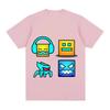 Angry Geometry Dash T-shirt Cute Cartoon T-shirt Girls' and Boys' Casual Polyester Short Sleeve Tops Children's Birthday Gift