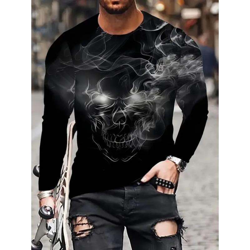 Men's Autumn 3D Printed Crew Neck Long Sleeve T-Shirt