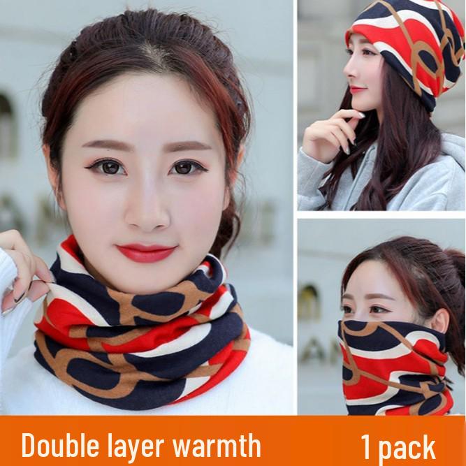 Knitted Snood Pullover: Women's Autumn & Winter Sun Protection Scarf Hat, Warm Neck Protection