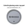 AAABS1 For Skoda Led Car Badge Emblem Drink Cup Holder Logo Light USB Charging Luminous Coaster Kodiaq Octavia 2 3 Rapid Karoq Fabia