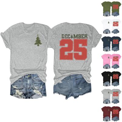 Women's Fashion Printed Round Neck Short Sleeve T-Shirt Pullover Top