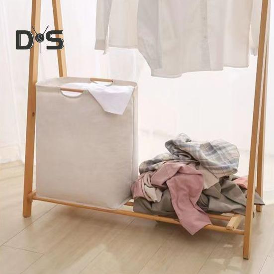 Laundry Hamper Storage Basket with Bamboo Handle Foldable Design Large Capacity Waterproof Fabric Clothes Hamper Laundry Basket