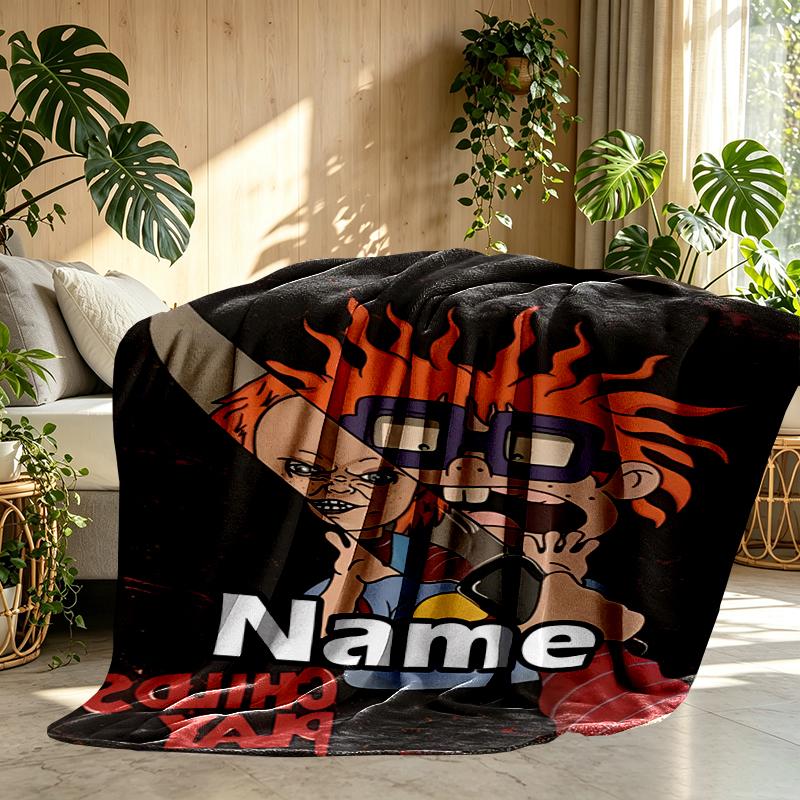 Custom Name Personalized Bride of Chucky Print Blanket, Home Decor, Bedroom, Sofa, Camping, Couch, Gifts for Birthday Christmas