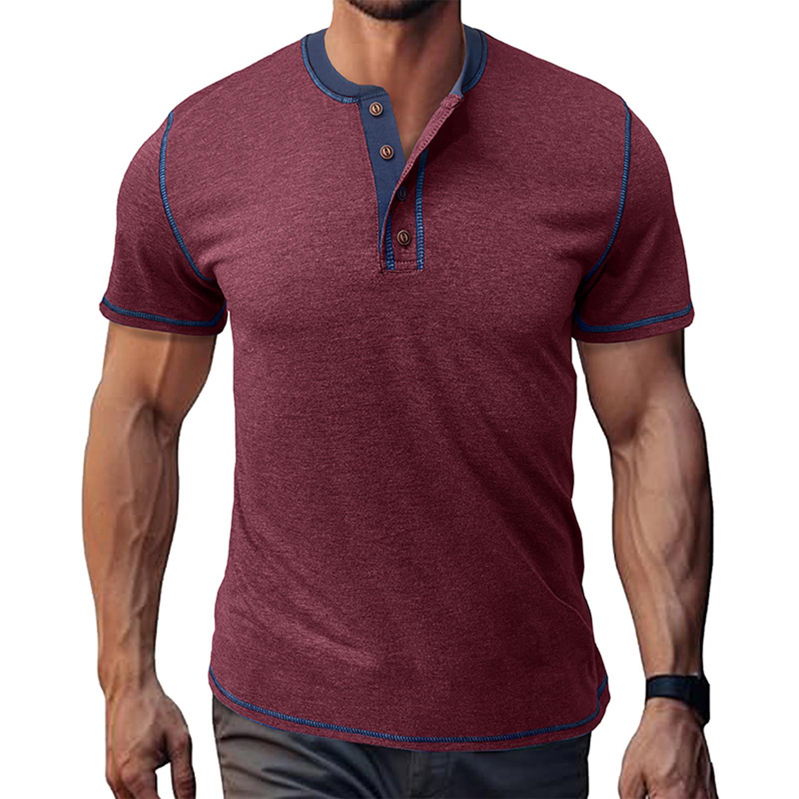 

Мужская футболка уличная повседневная мода с коротким рукавом XL винный