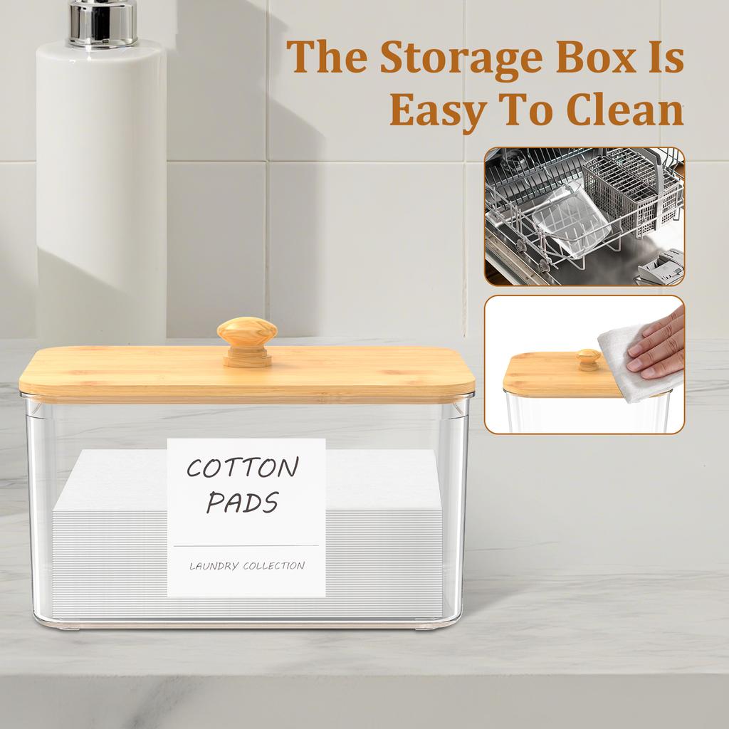 3/4Pcs Laundry Powder Container PET Transparent Storage Box with Bamboo Lid and Spoon Dryer Sheet Holder Set Laundry Accessories