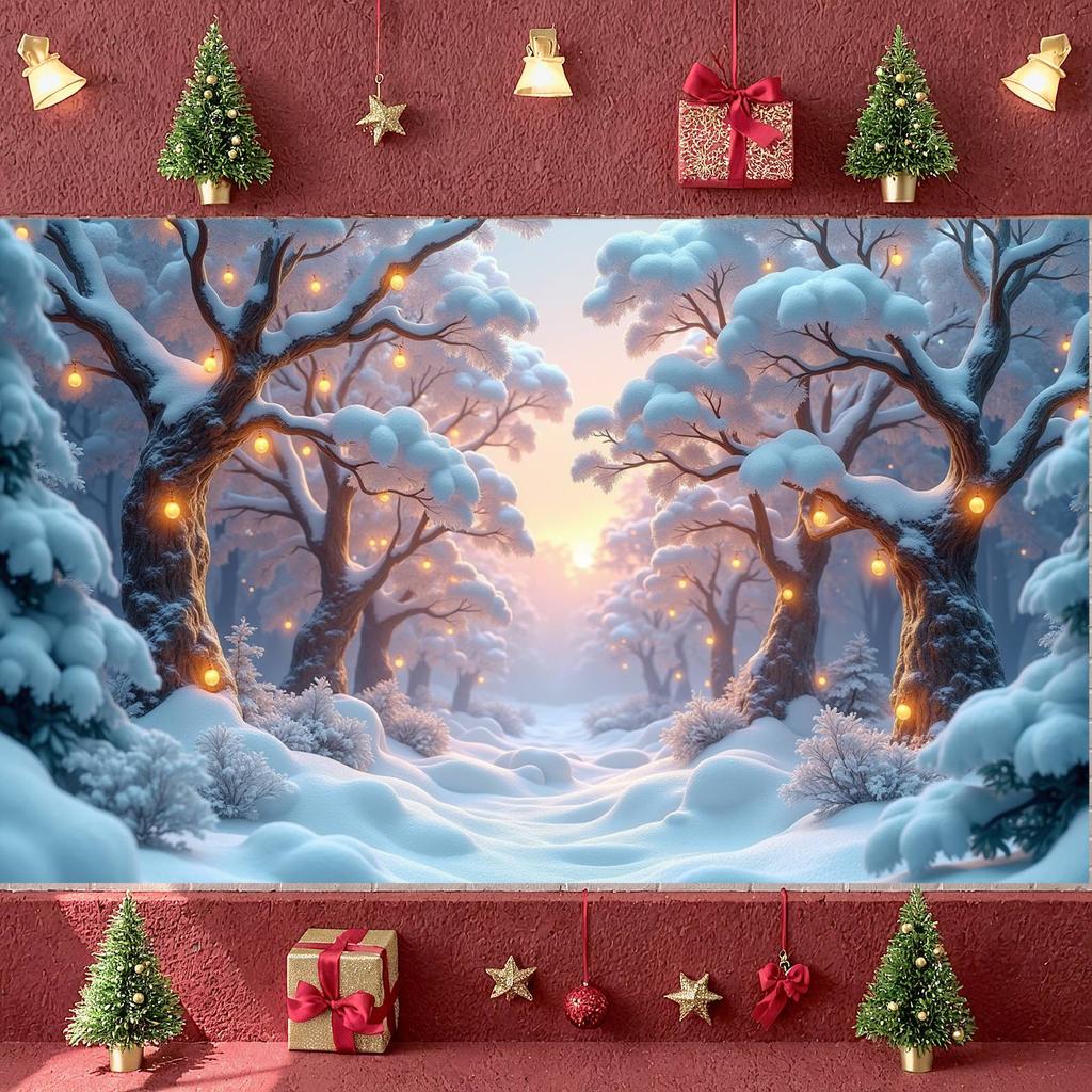 Winter Banner Winter Landscape Christmas Background Snowy Display Frosty Branches Holiday Background For Holiday Decorations