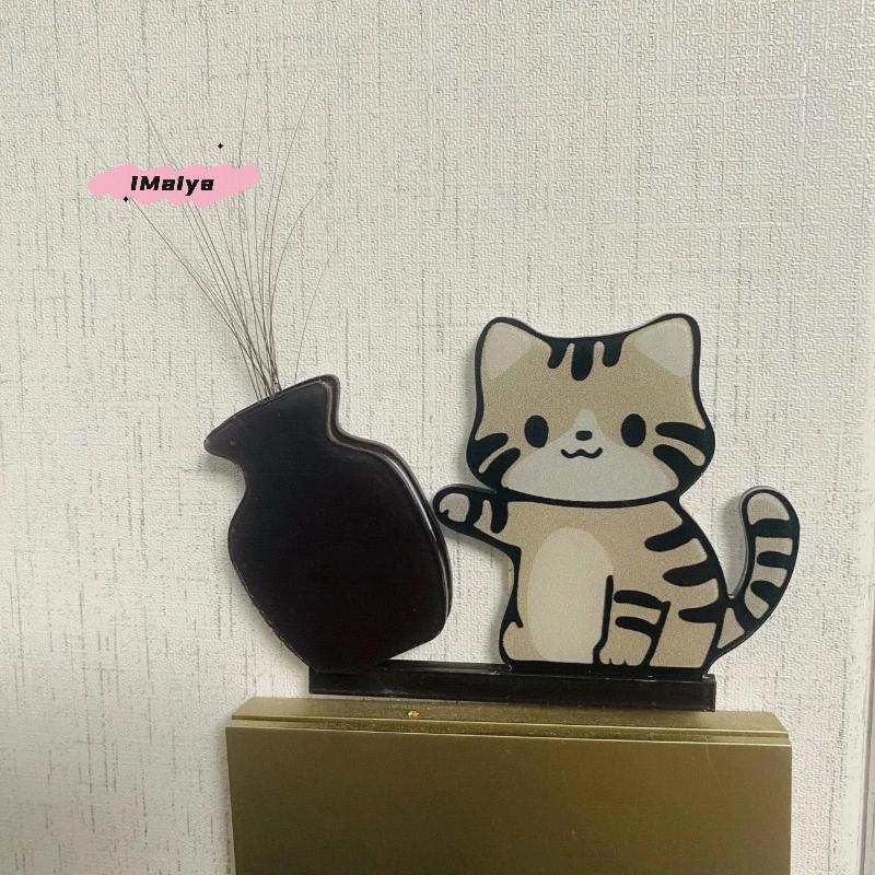 M-Cat Pushing Vase Refrigerator Magnets Home Decor Fridge Magnet Cat Whisker Collection Memorial Box Home Office Decor For Gift