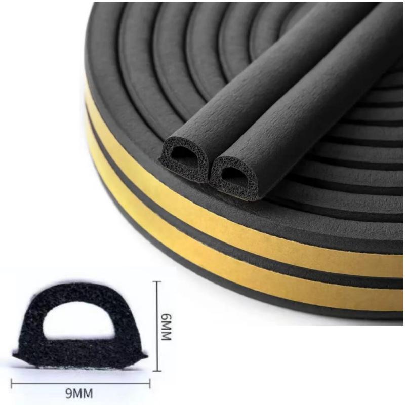 D-Type Self-Adhesive EPDM Rubber Door & Window Insulating Seal: Windproof, Soundproof, Heat Insulation & Anti-Collision Strip.