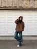 Men's Oversized Japanese Retro Striped Woolen Half-Zip Hoodie Sweater for Autumn/Winter